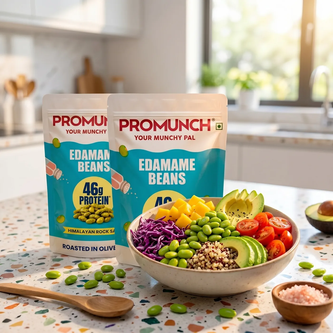 Promunch Edamame — AI-generated by Oltaflock Studio